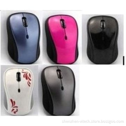 Wireless, 4D 2.4GHz USB Optical Mouse with White and Red Colors, 10m Working Distance